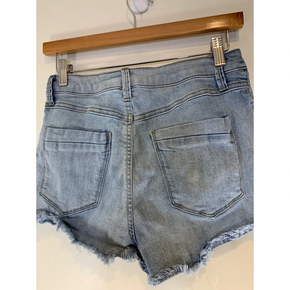 Rewash Pineapple Embroidered Denim Cut Off Shorts 5R W27 Tropical Summer Women